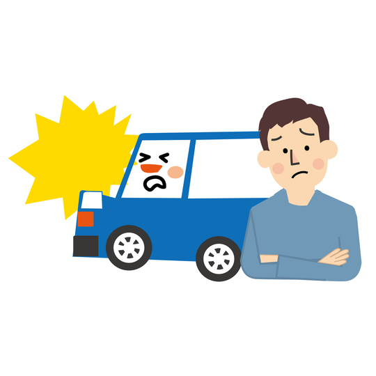 自動車がものにぶつかっている写真